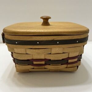 Vintage Longaburger Basket With Lid American Traditions 1996 Honey Brown 5.5x8"
